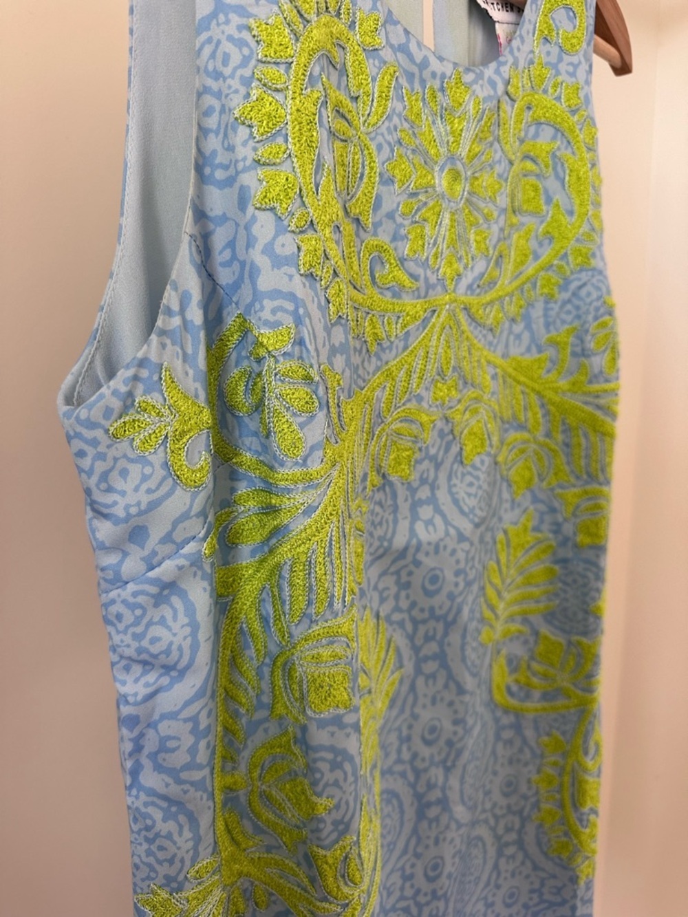 Gretchen Scott Light Blue Dress with Lime Green Embroidery - Picture 4 of 9